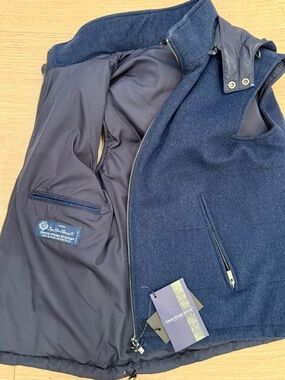 Loro Piana Navy Wool Vest with Zip Pockets